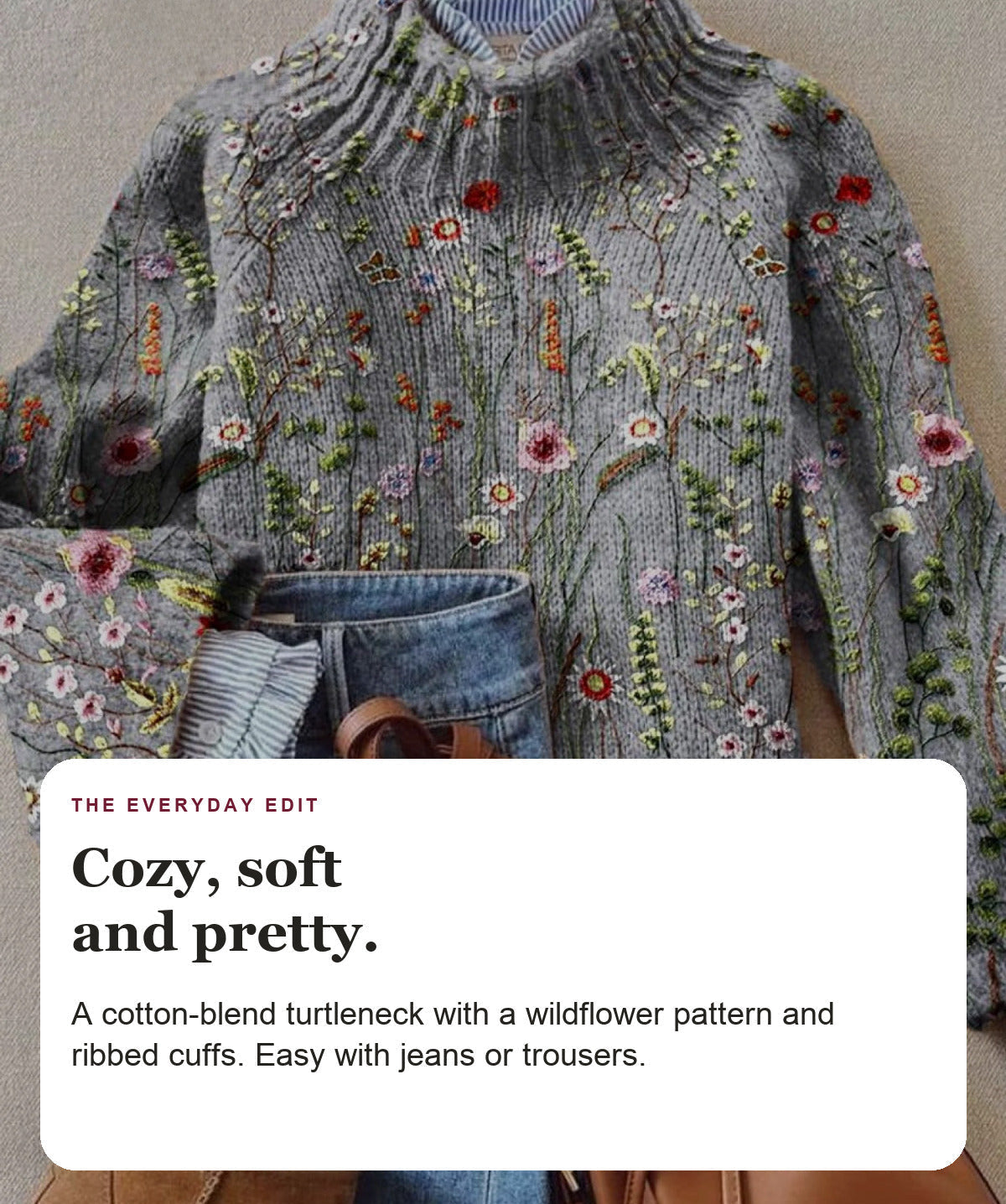 Emersyn - Floral Turtleneck Sweater
