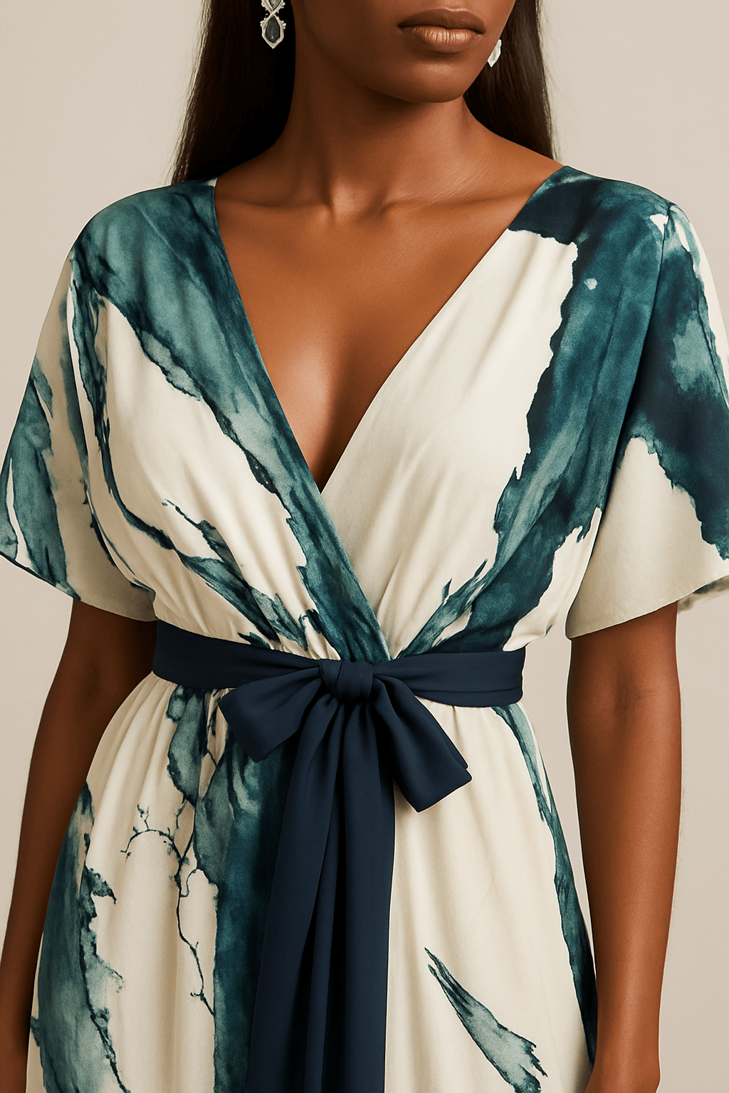 Nikka – Flowing Watercolor Maxi Dress with Tie Waist