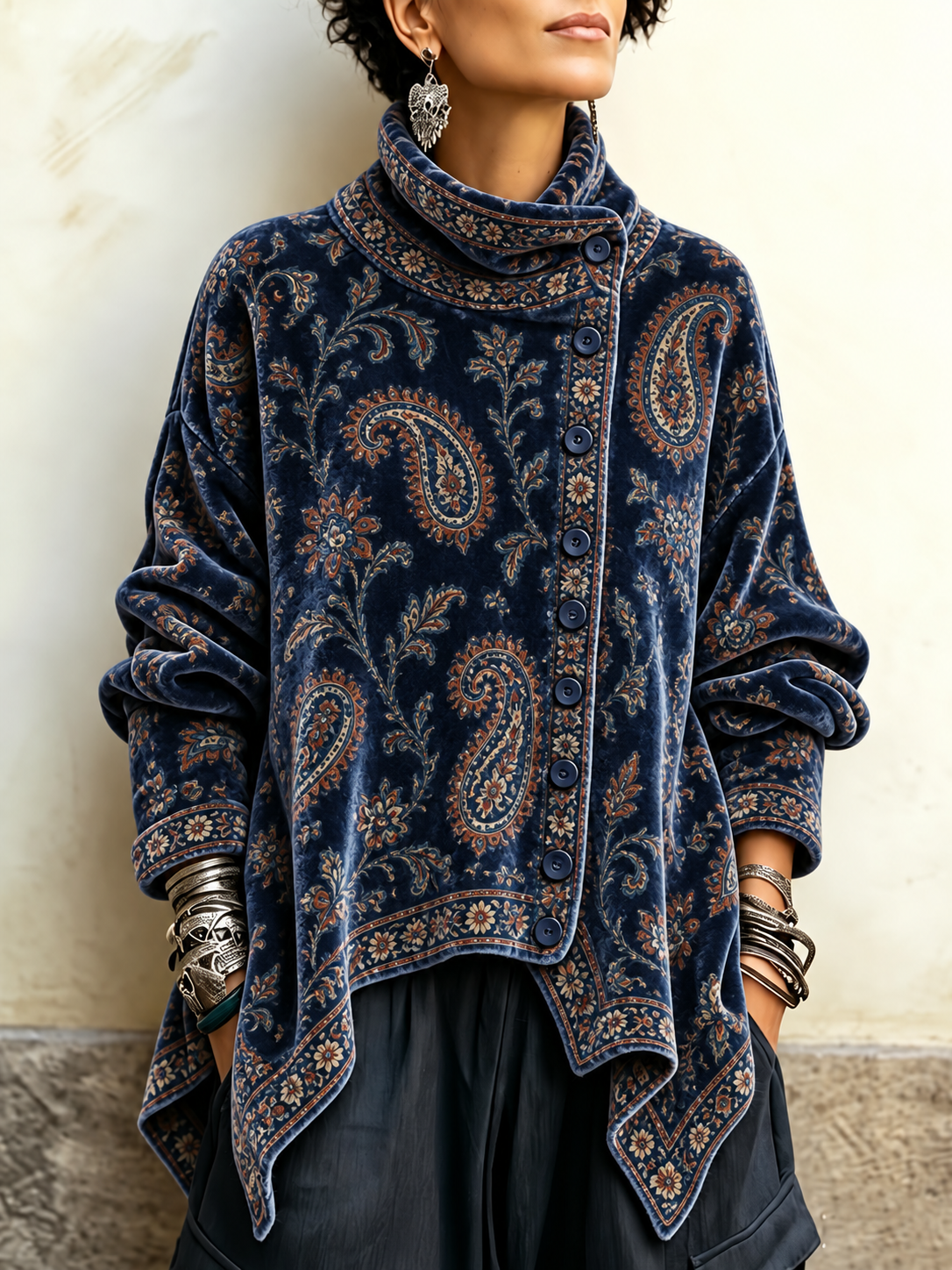 Lennon - Vintage Paisley Cowl Neck Top