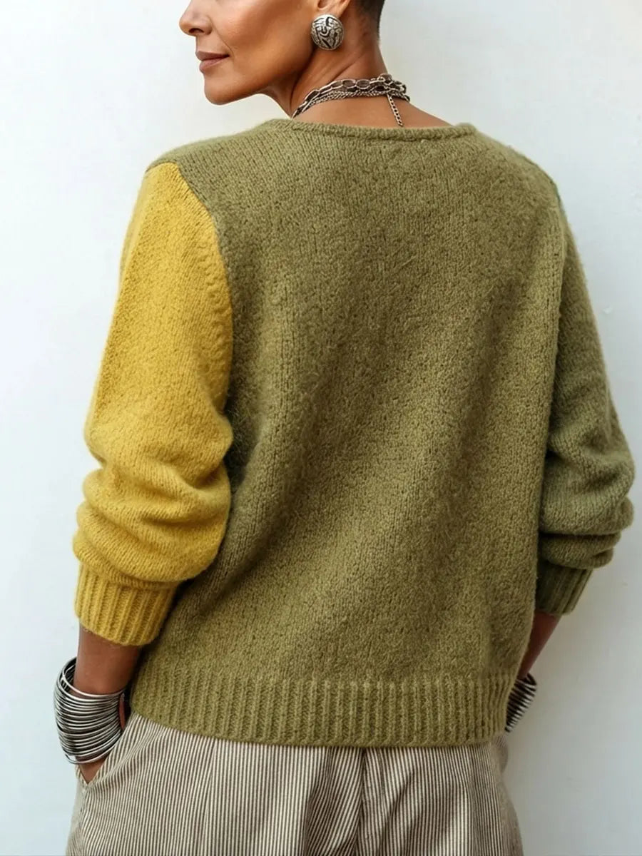 Catherine - Asymmetric Color-Block Knit Sweater