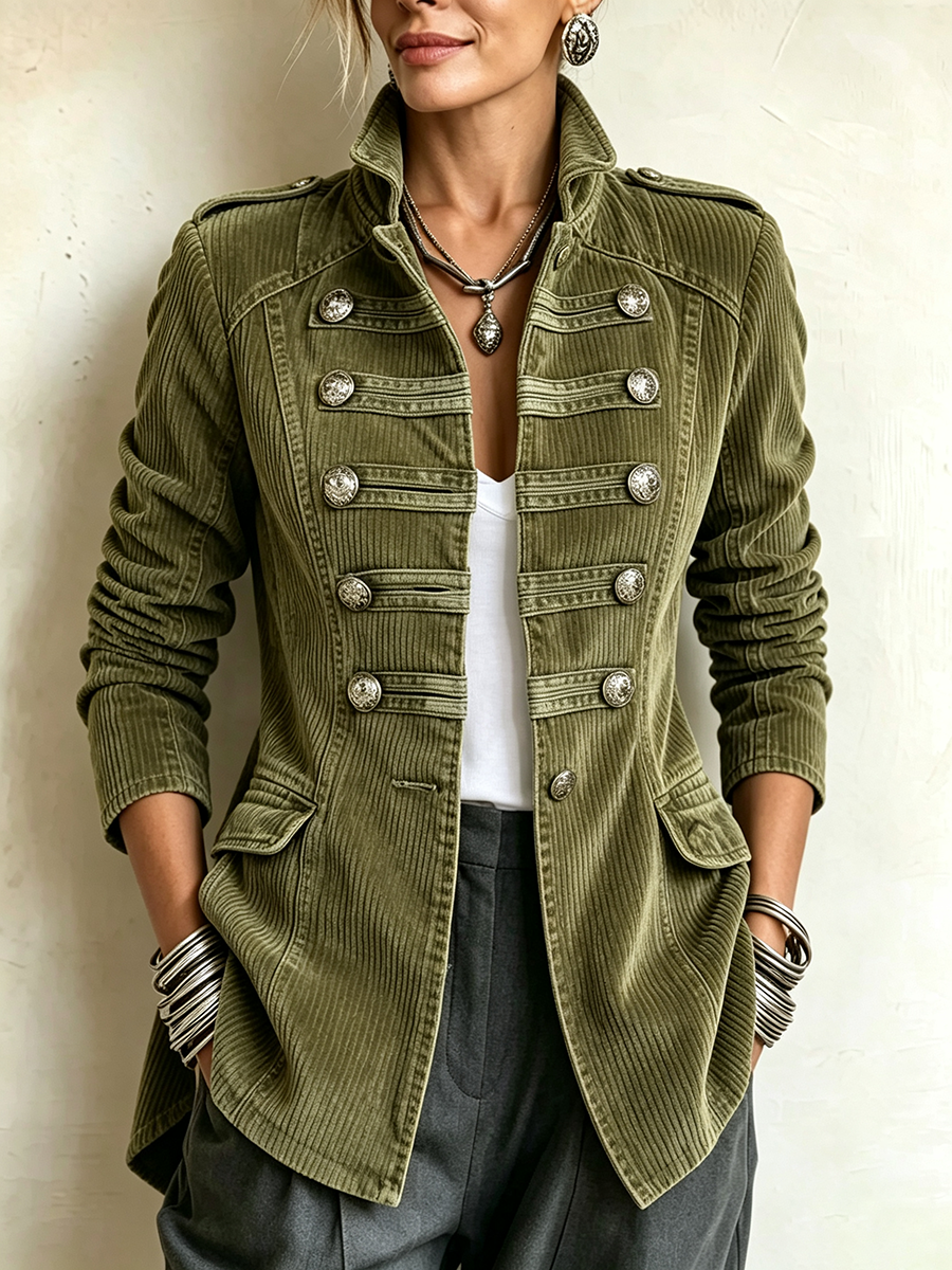 Maia – Olive Military Corduroy Jacket