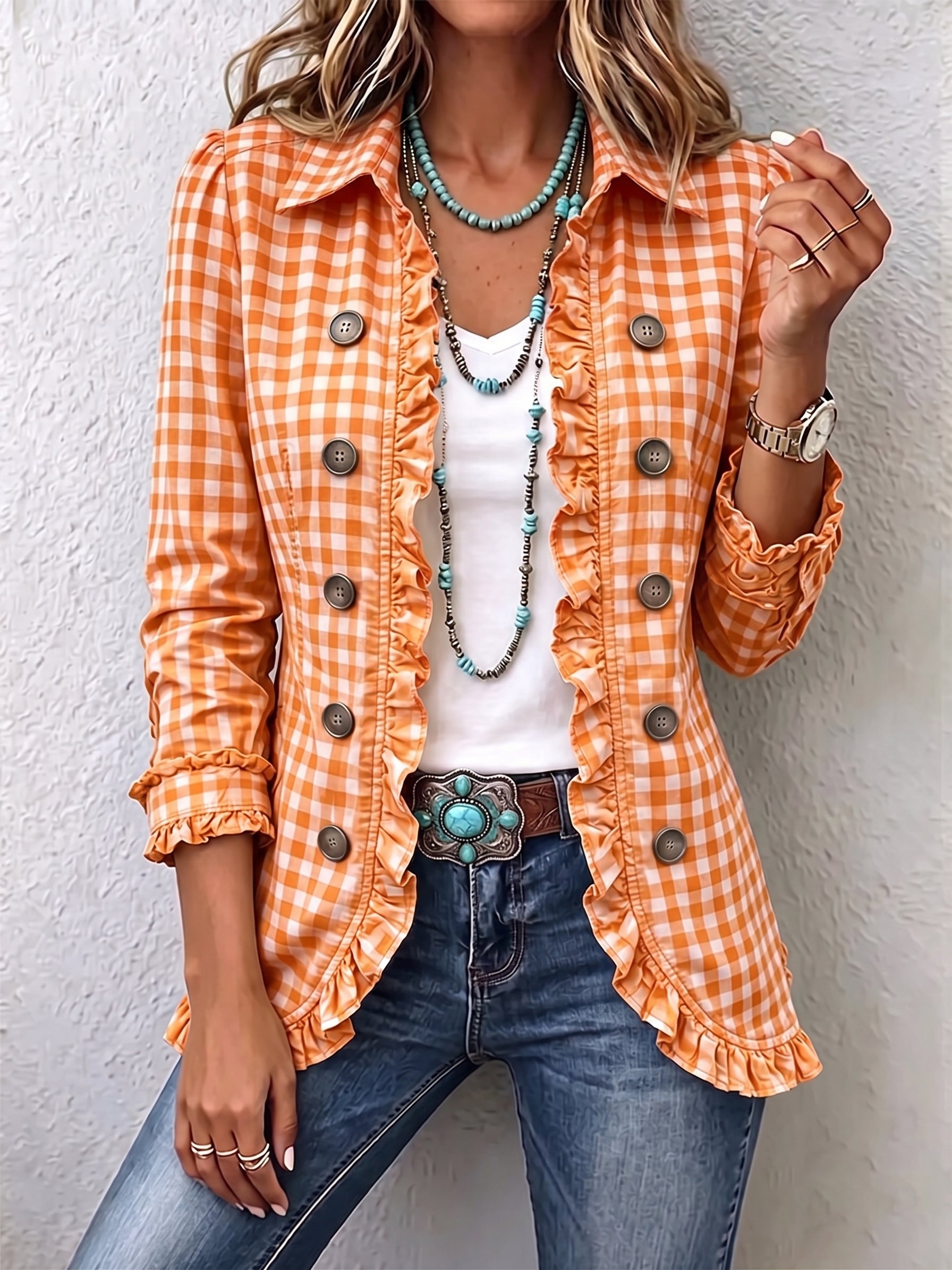 Zelda – Gingham Frill Jacket