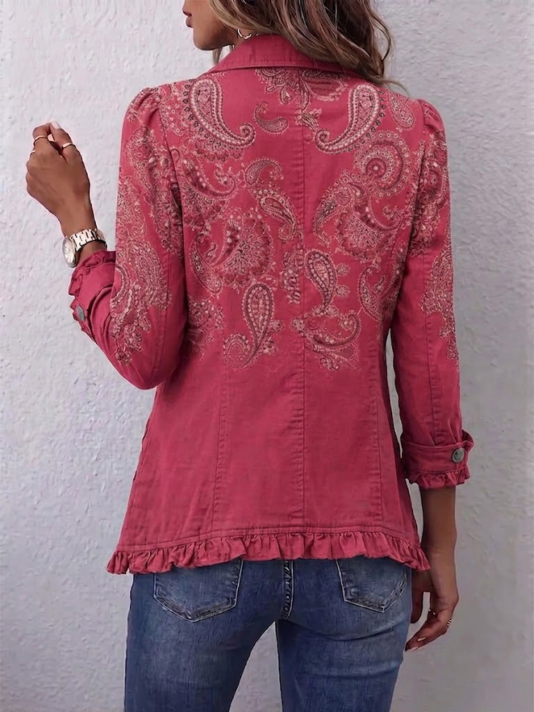 Marjorie – Pink Paisley Frill Jacket
