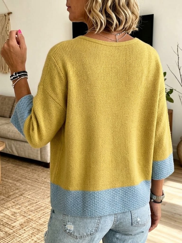 Rhea – Color-Block Knit Cardigan