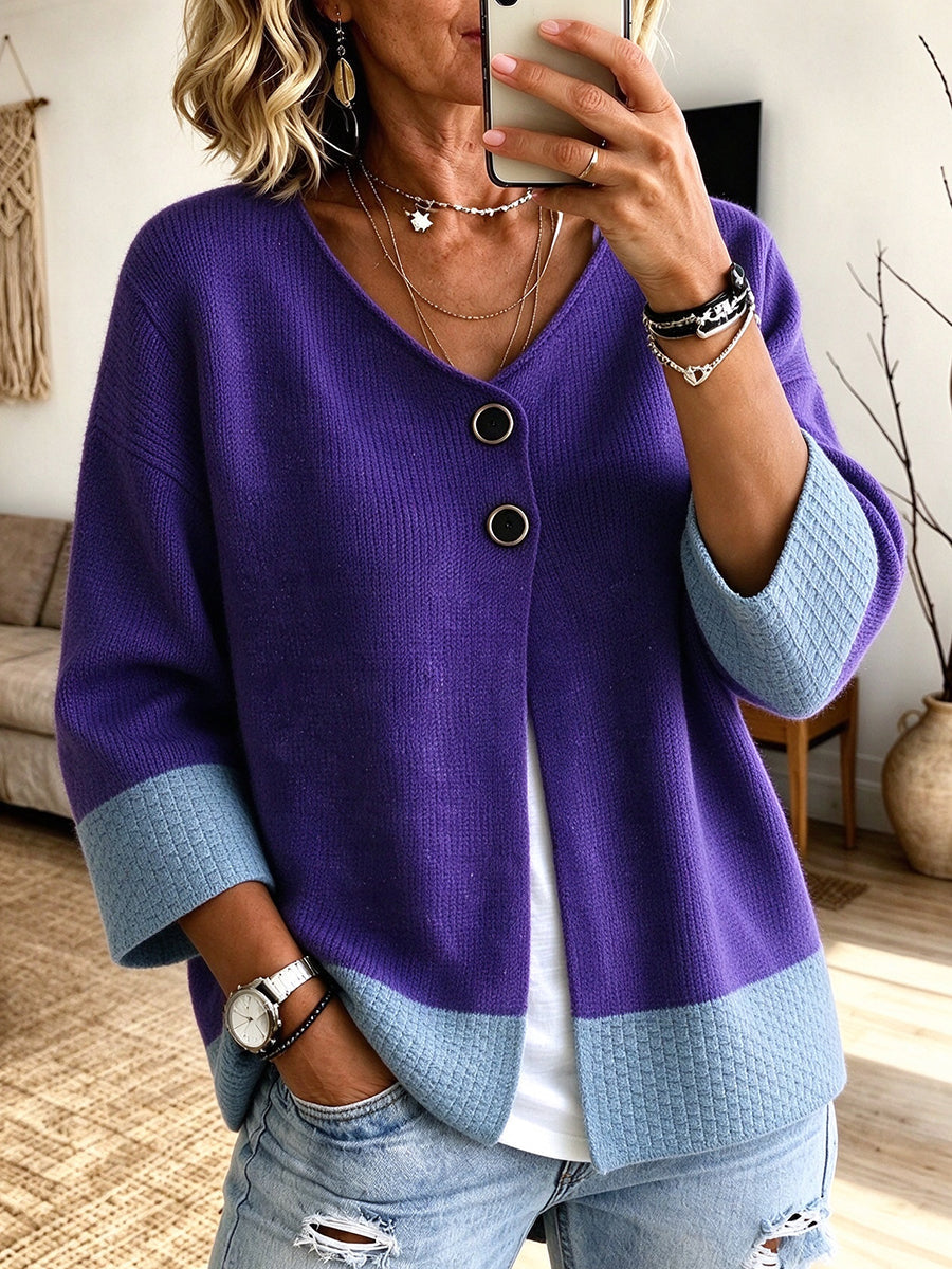 Rhea – Color-Block Knit Cardigan
