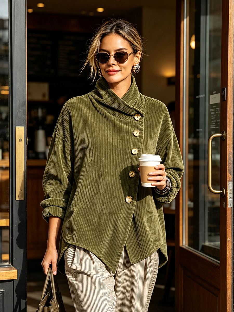 Leilani - Olive Green Corduroy Sweater