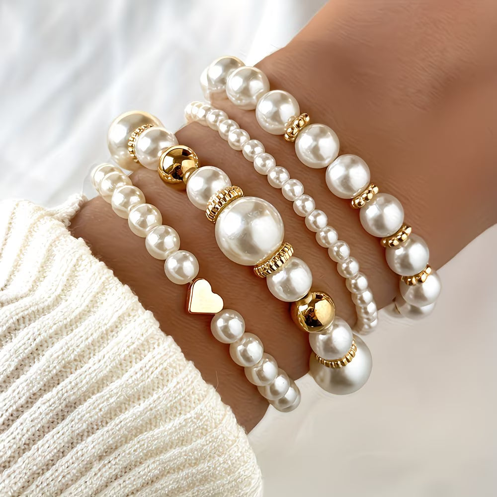 Coleen - Pearl Stack Bracelet Set of 4