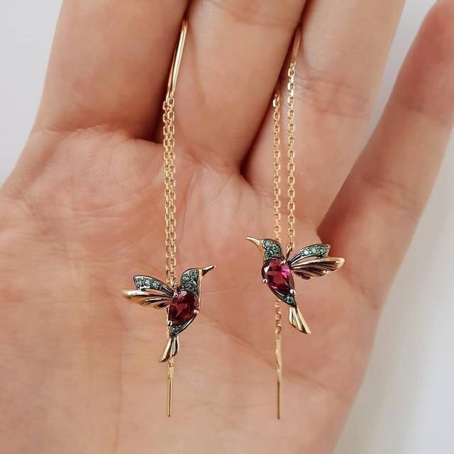 Frida – Hummingbird Earrings with Enamel and Zirconia