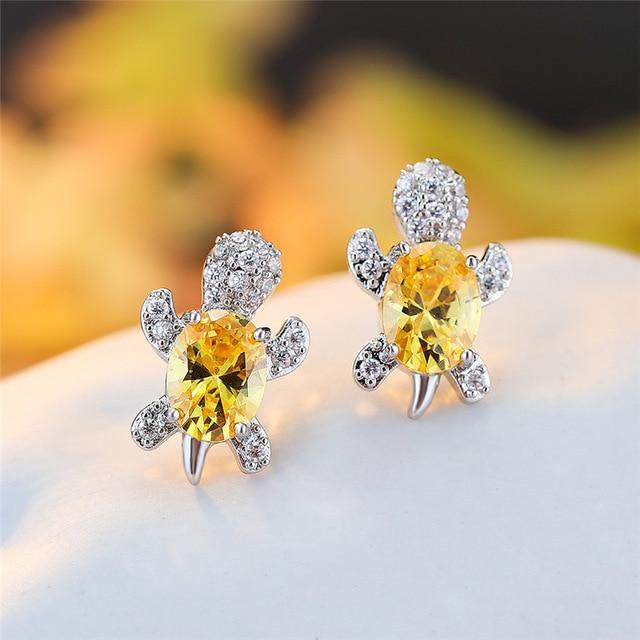 Brianna – Silver Earrings Seawater Turtle with Zirconia