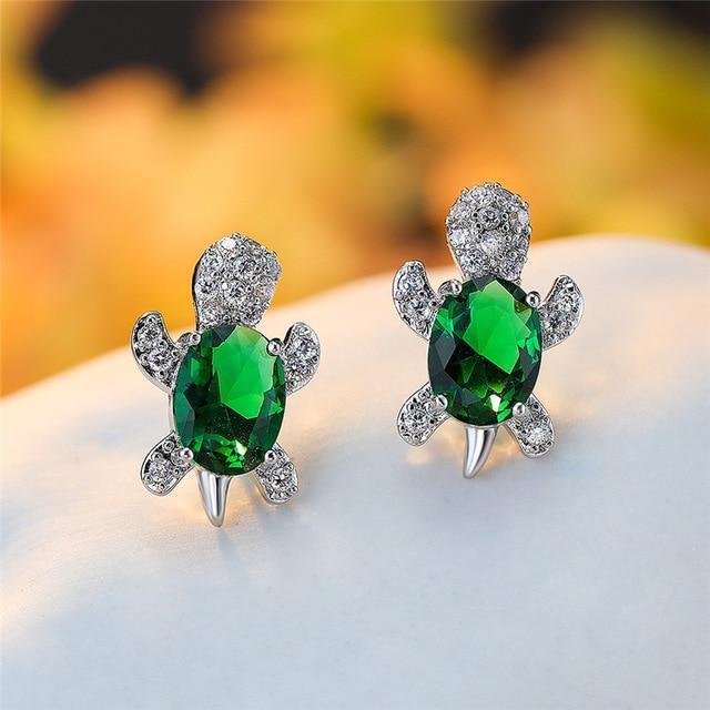 Brianna – Silver Earrings Seawater Turtle with Zirconia