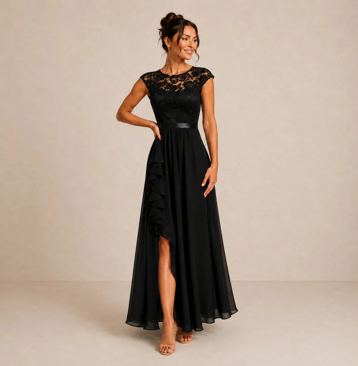 Shanina - Elegant Lace Slit Dress