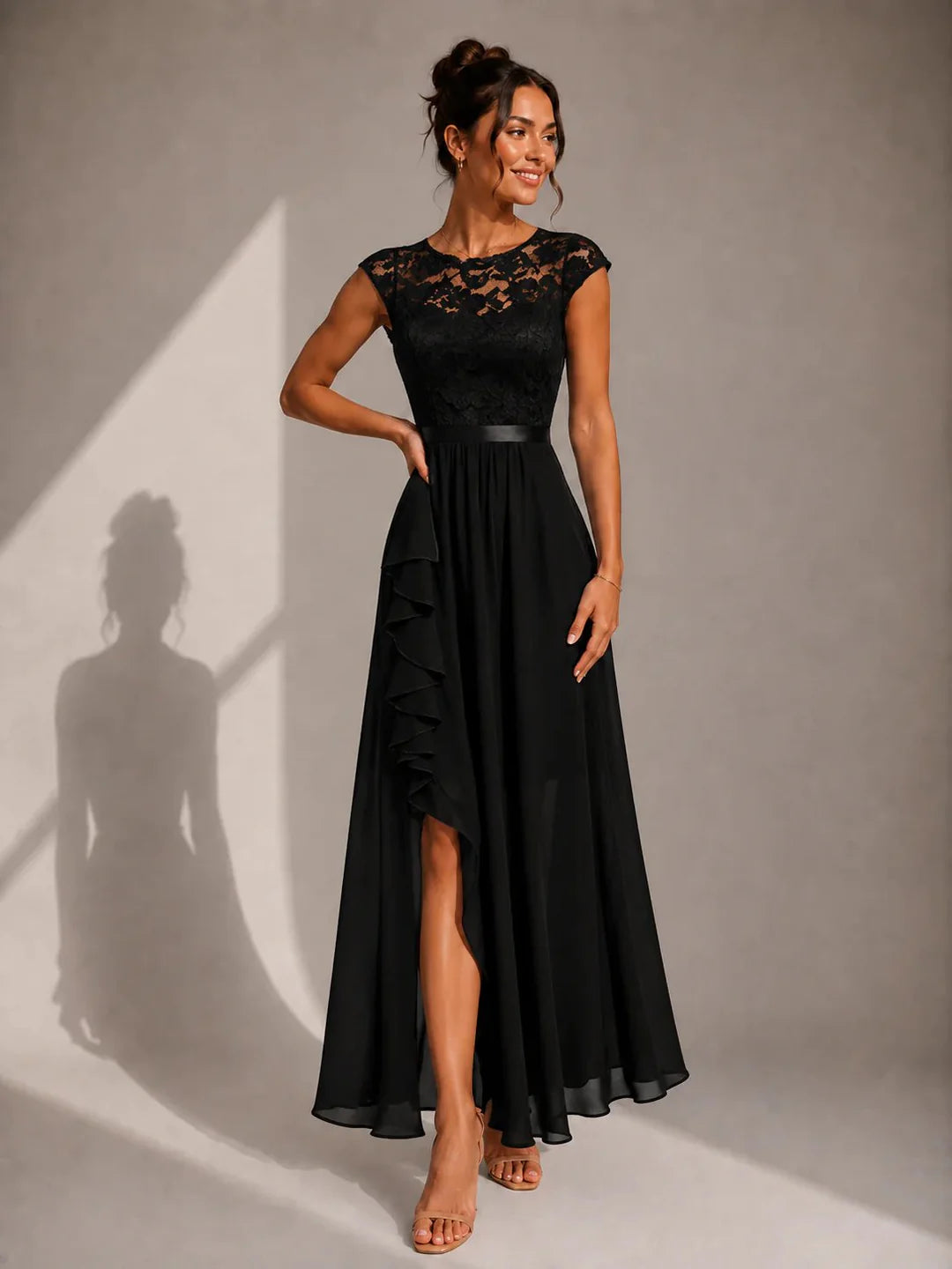 Shanina - Elegant Lace Slit Dress