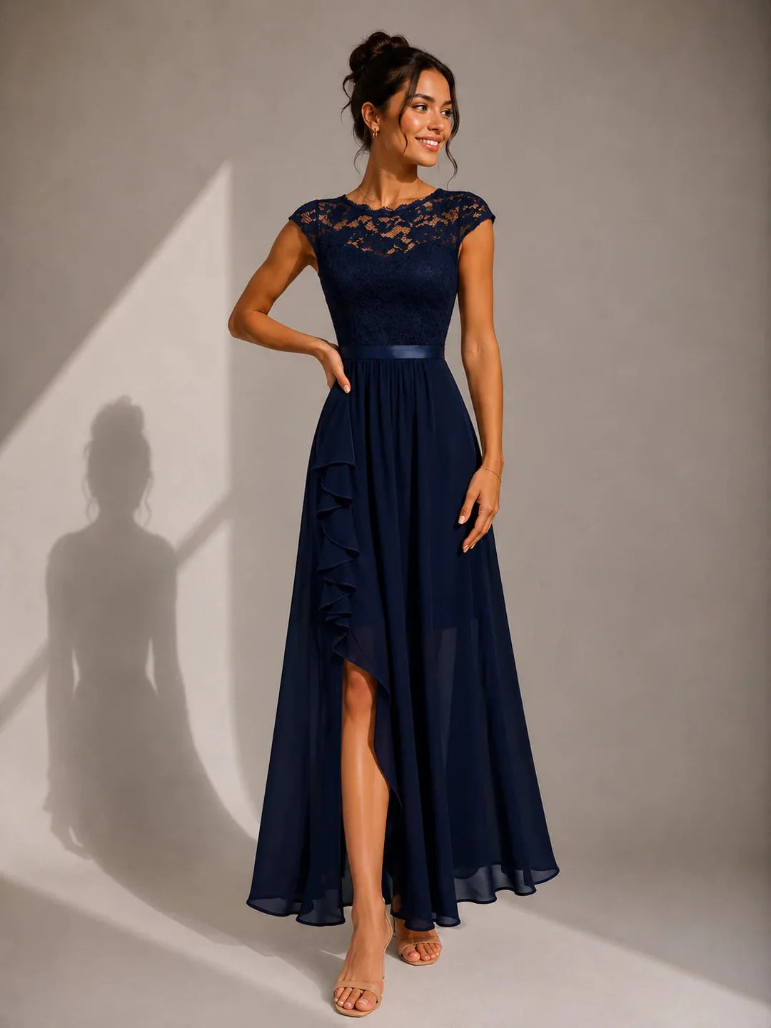 Shanina - Elegant Lace Slit Dress