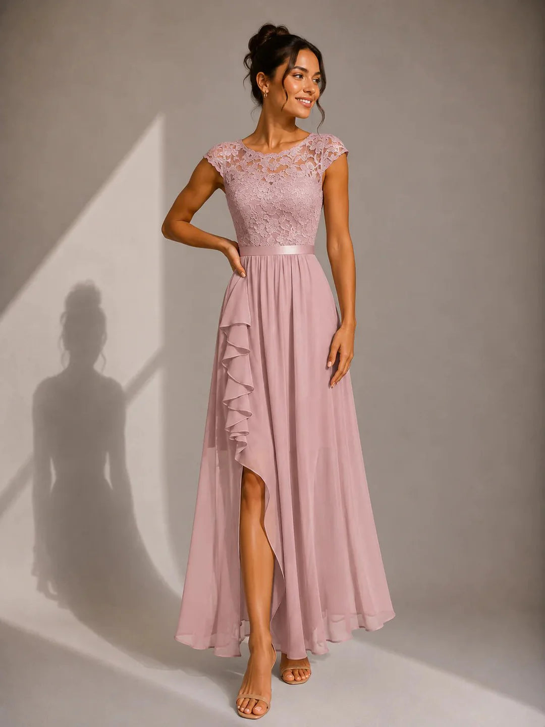Shanina - Elegant Lace Slit Dress