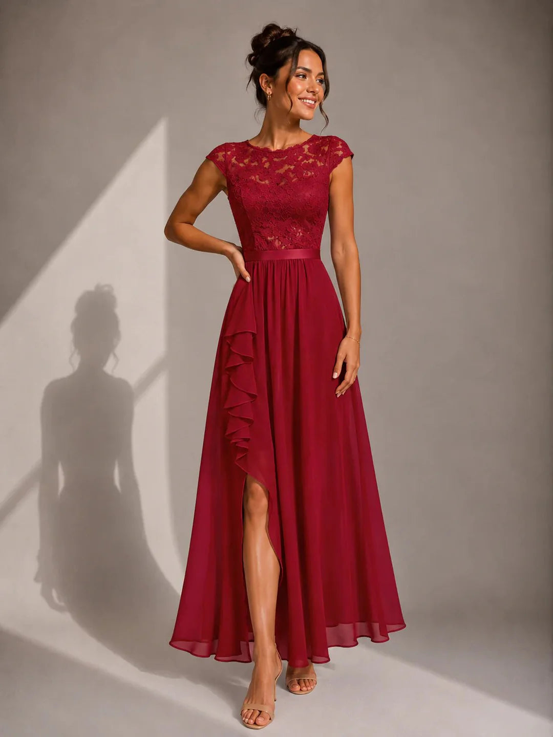 Shanina - Elegant Lace Slit Dress