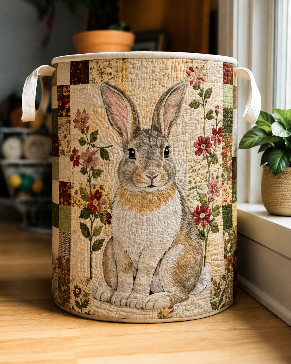 Muffin – Hand-Quilted Cottage Bunny Basket