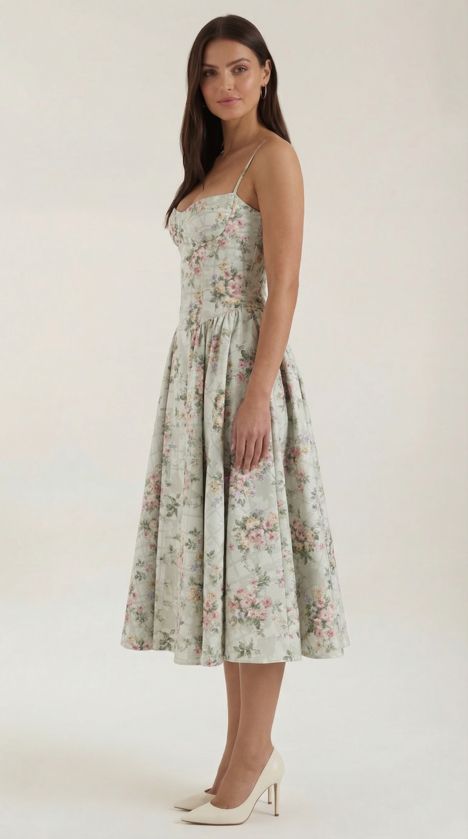 Patrice – Corset Midi Floral Dress