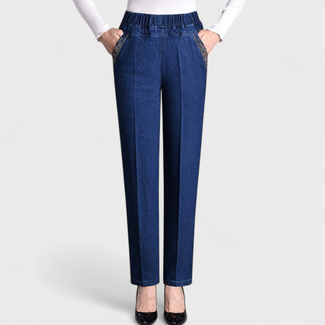 Nerisa - Jeans with Side Pockets and Elastic Waist