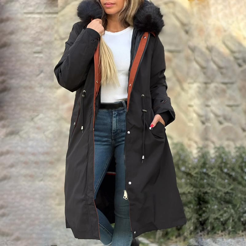 Fionna – Women's Winter Jacket with Hood and Soft Fur Collar