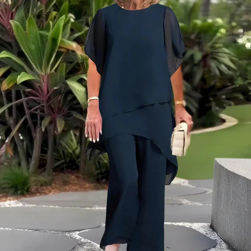 Daphne - Draped Top with Palazzo Pants