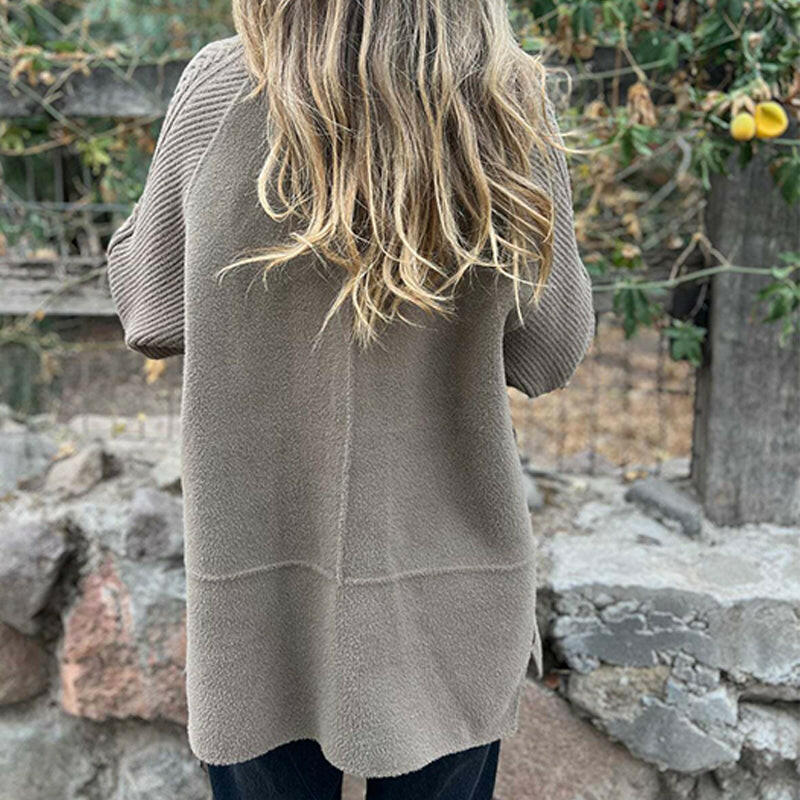 Stella - Knit Sleeve Double-Breasted Coat