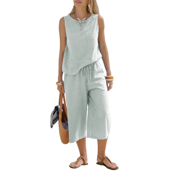 Georgina - Striped Cotton Summer Set