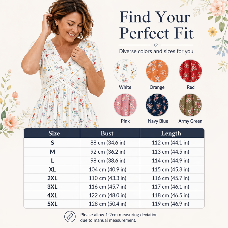 Elvie - Floral V-Neck Twist-Waist Dress