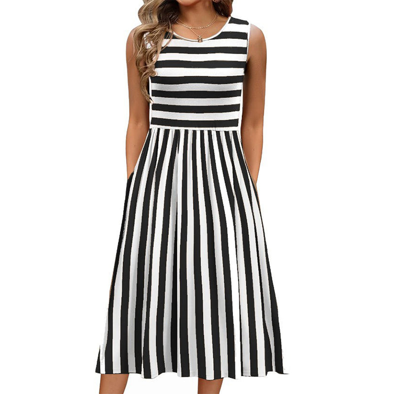 Donna – Striped Sleeveless Midi Dress