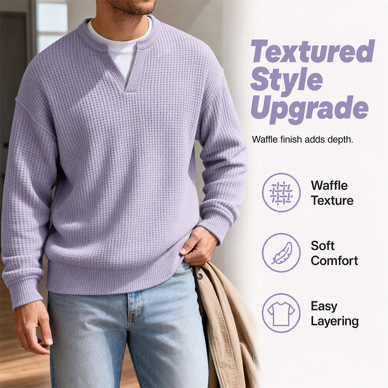 Corbin - Textured Mock-Layer Waffle Sweater