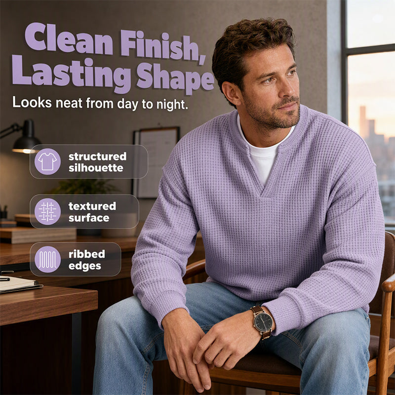 Corbin - Textured Mock-Layer Waffle Sweater