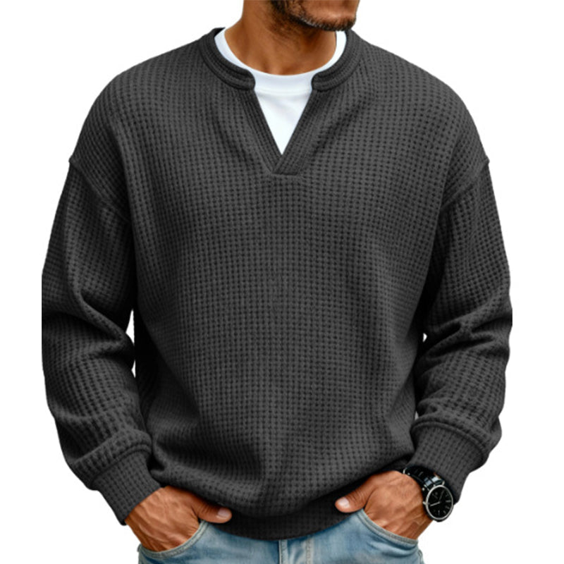 Corbin - Textured Mock-Layer Waffle Sweater
