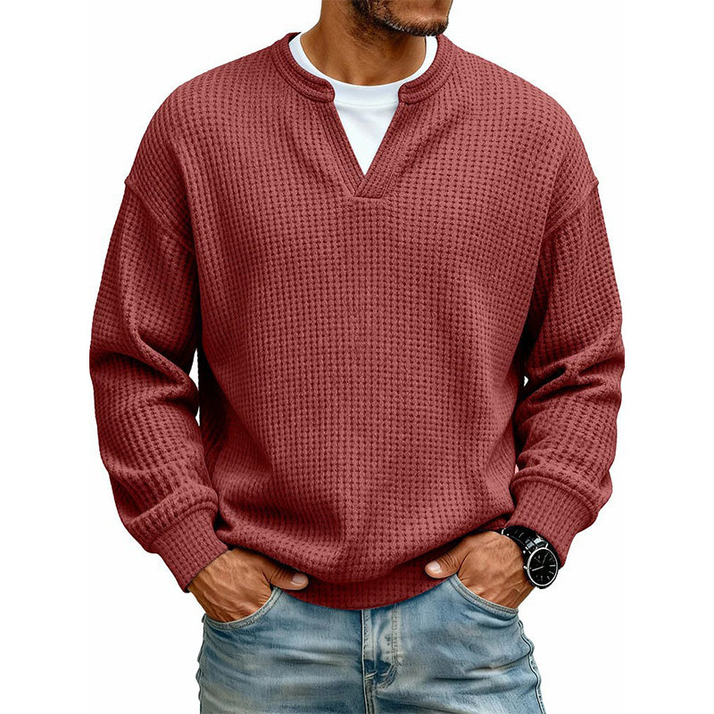 Corbin - Textured Mock-Layer Waffle Sweater