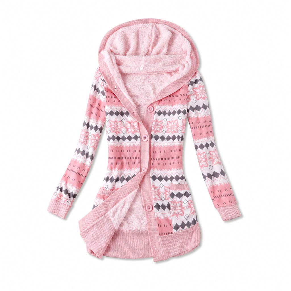Regina – Mid-Length Lined Hooded Cardigan