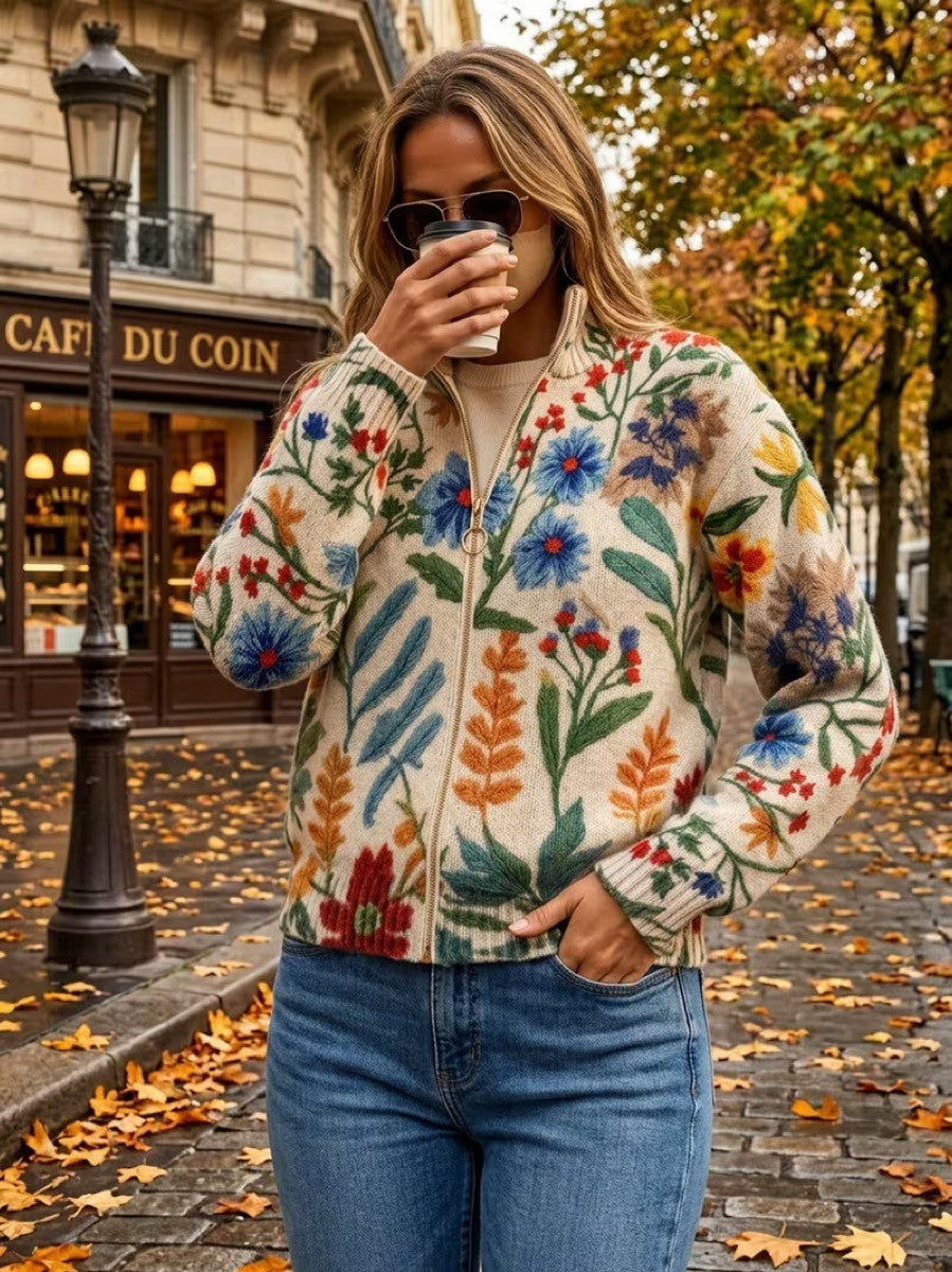 Darcy - Botanical Garden Floral Zip Cardigan