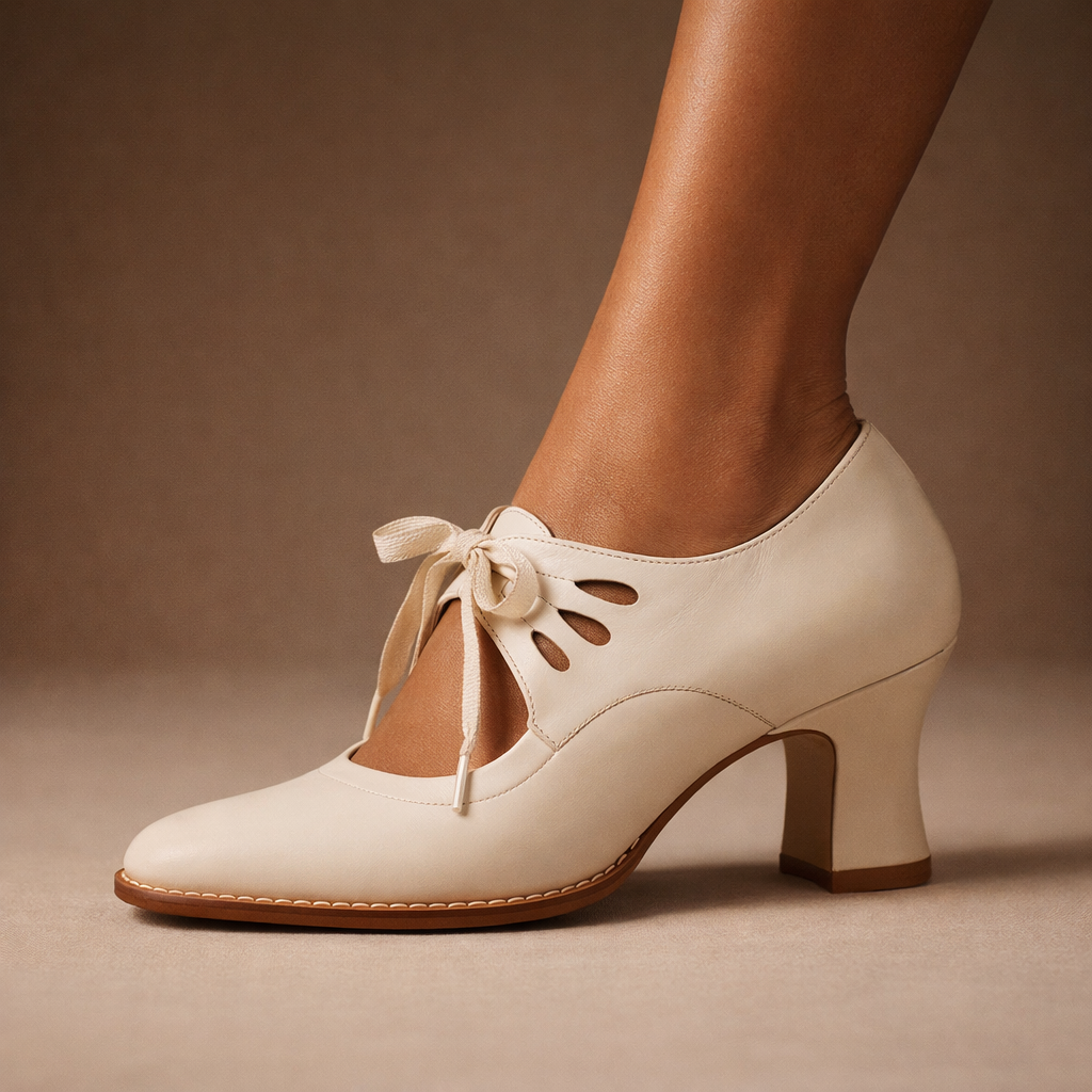 Tatianna - Elegant Leather Lace Heels
