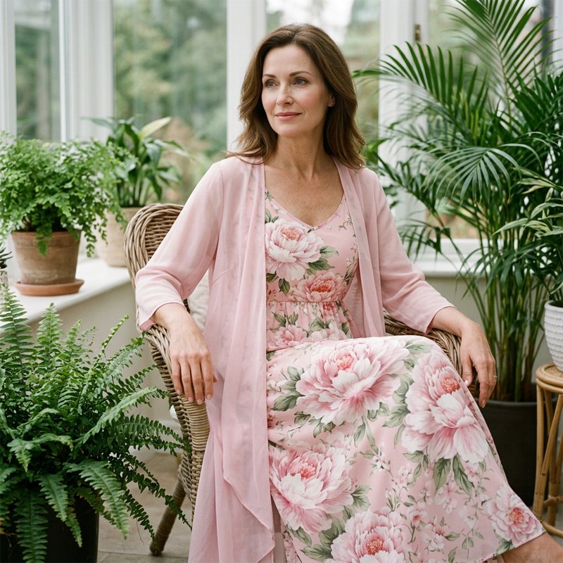 Rosalie - Floral Dress and Chiffon Cardigan Set