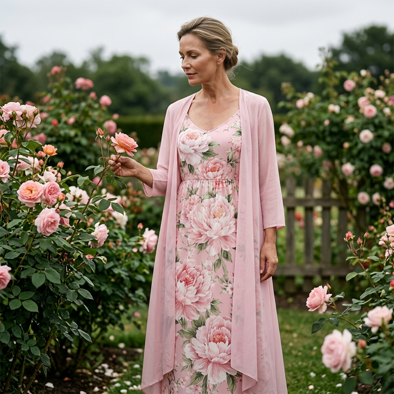 Rosalie - Floral Dress and Chiffon Cardigan Set