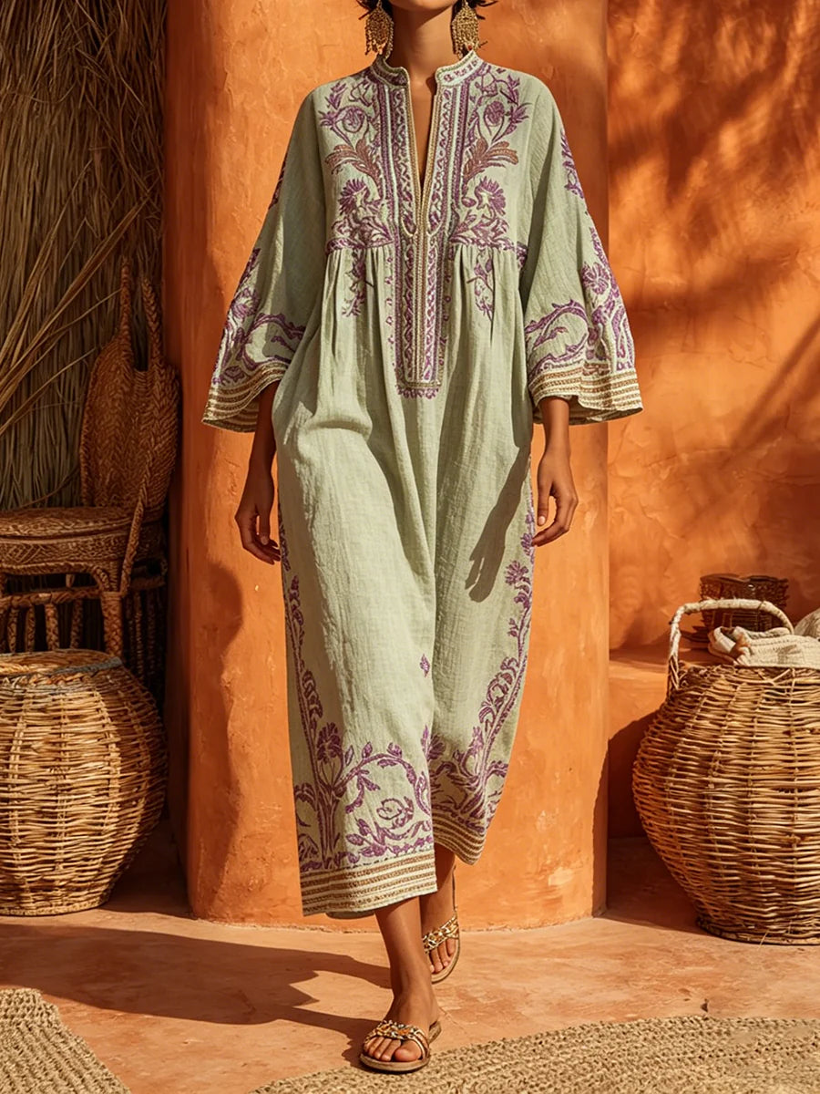 Celestine - Embroidered Boho Maxi Dress
