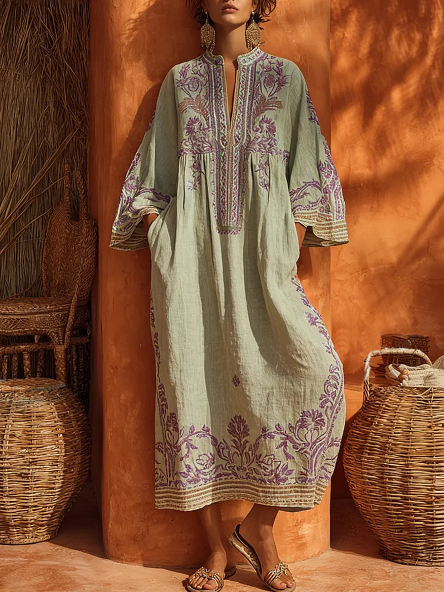 Celestine - Embroidered Boho Maxi Dress