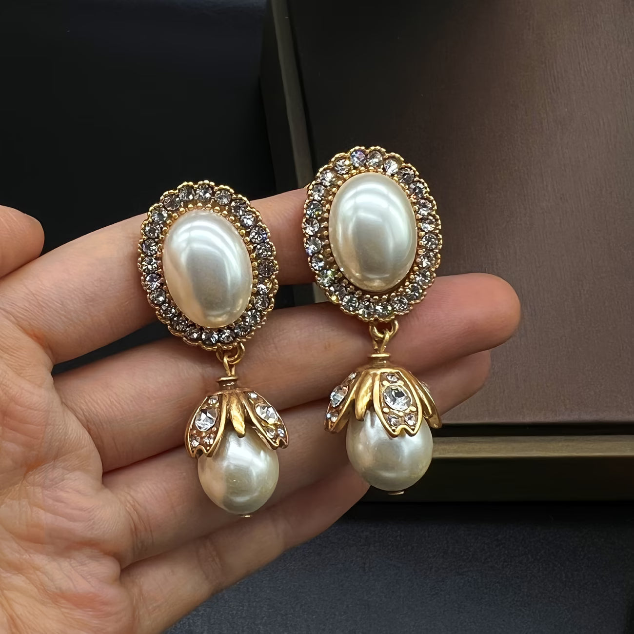 Ashley - Vintage Pearl Frame Earrings
