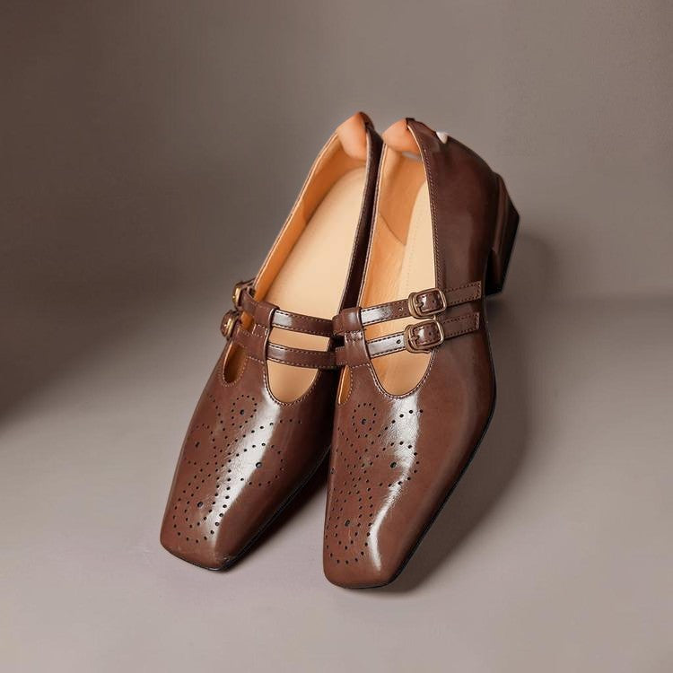 Sloan - Brogued Dual-Strap Mary Jane Pump