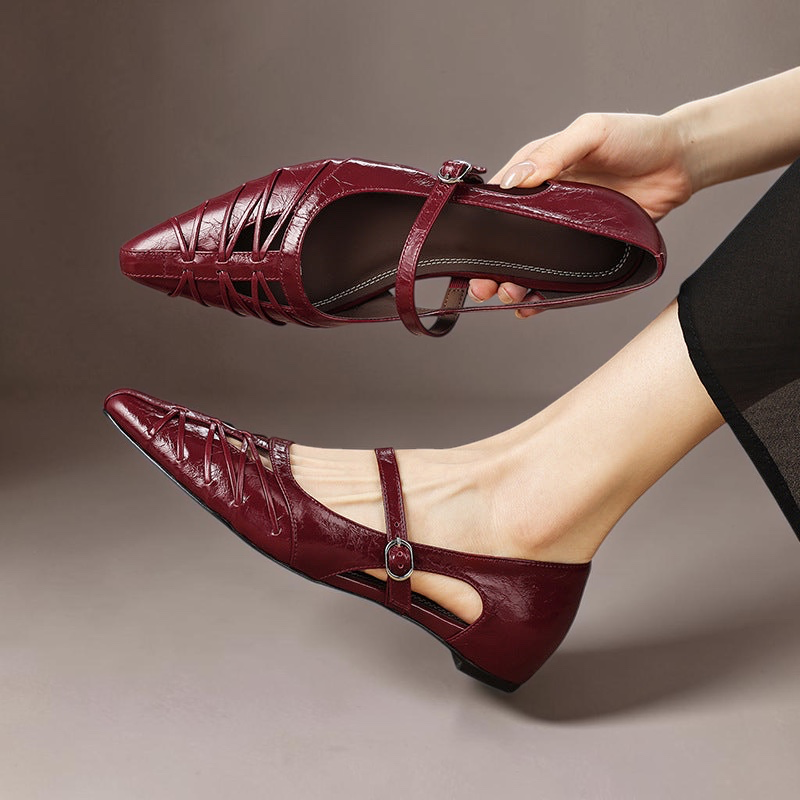 Lucia - Pointed Lattice-Cut Mary Jane Flat