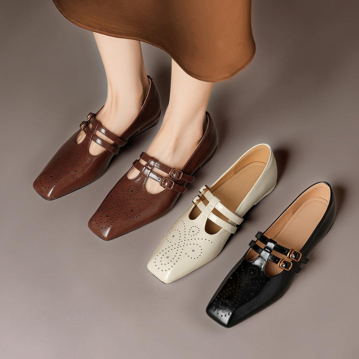 Sloan - Brogued Dual-Strap Mary Jane Pump