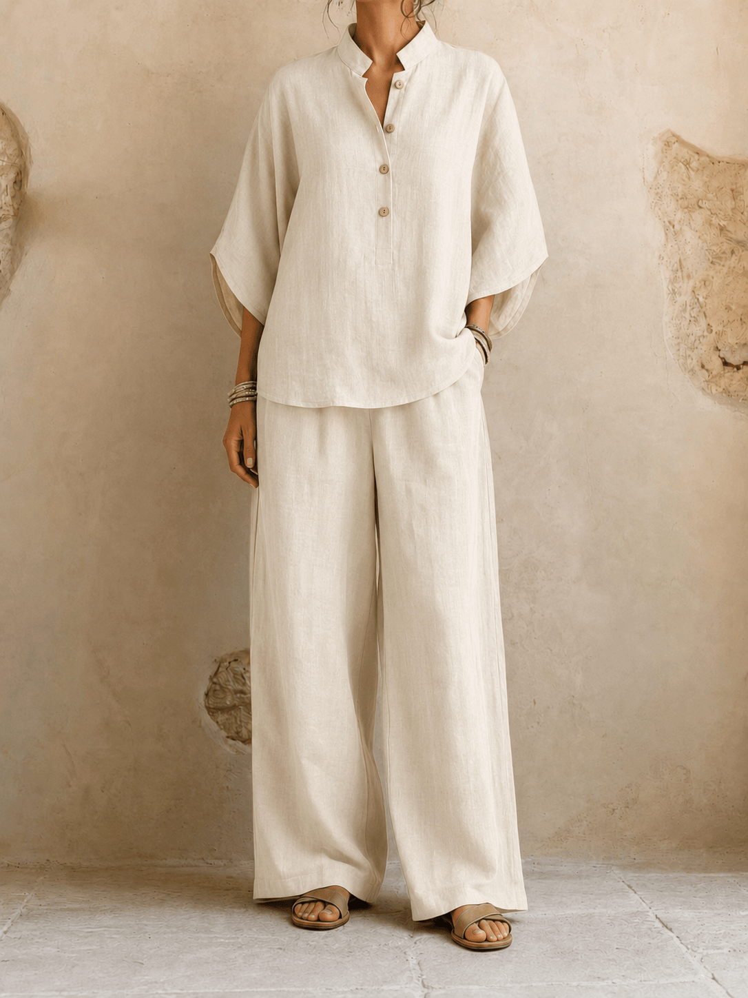 Carmen – Batwing Blouse and Wide-Leg Pants Set