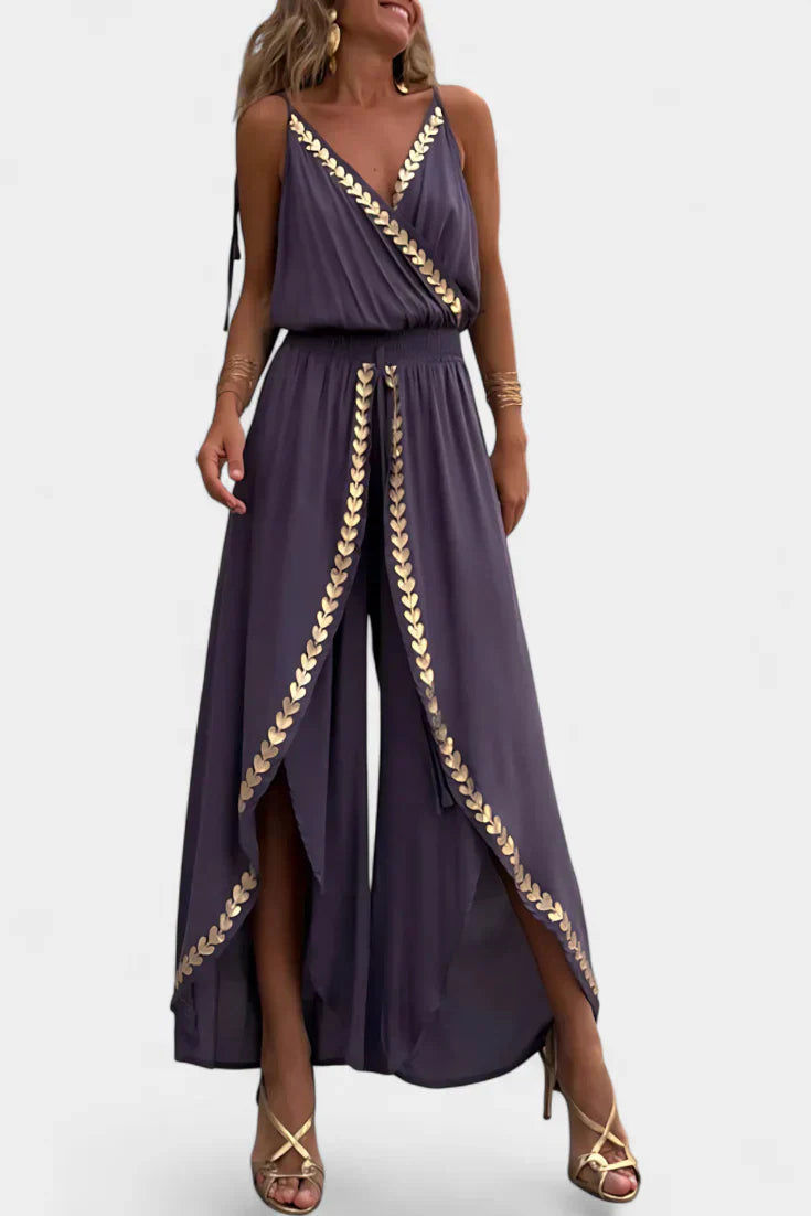 Addison - Backless Gold-Detail Jumpsuit