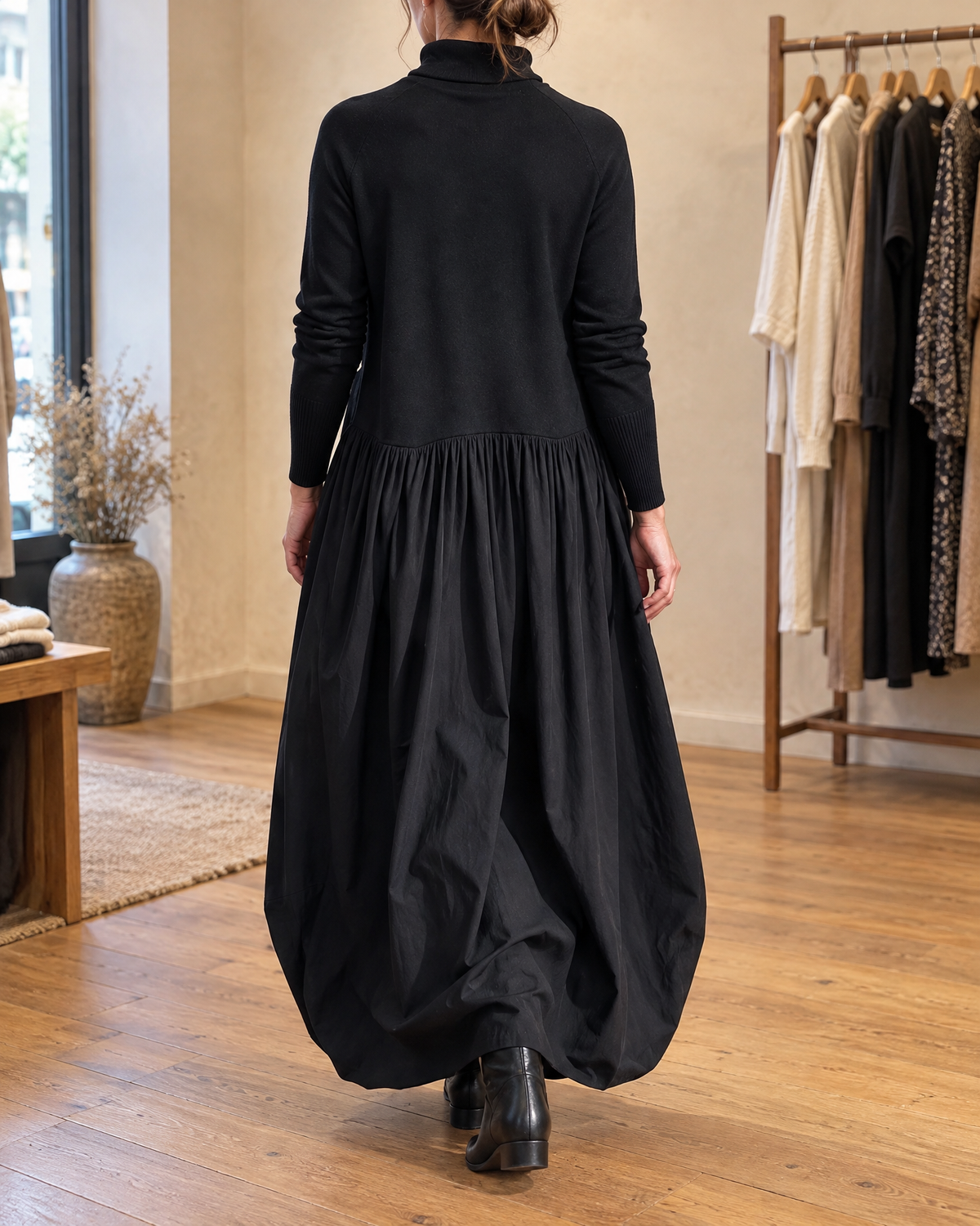Miriam – Turtleneck Maxi Dress with Pockets