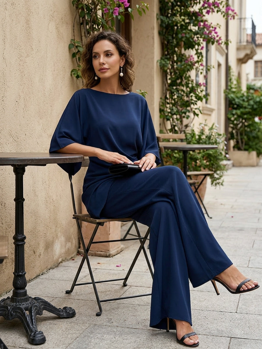 Freya - Draped Blouse Wide-Leg Set