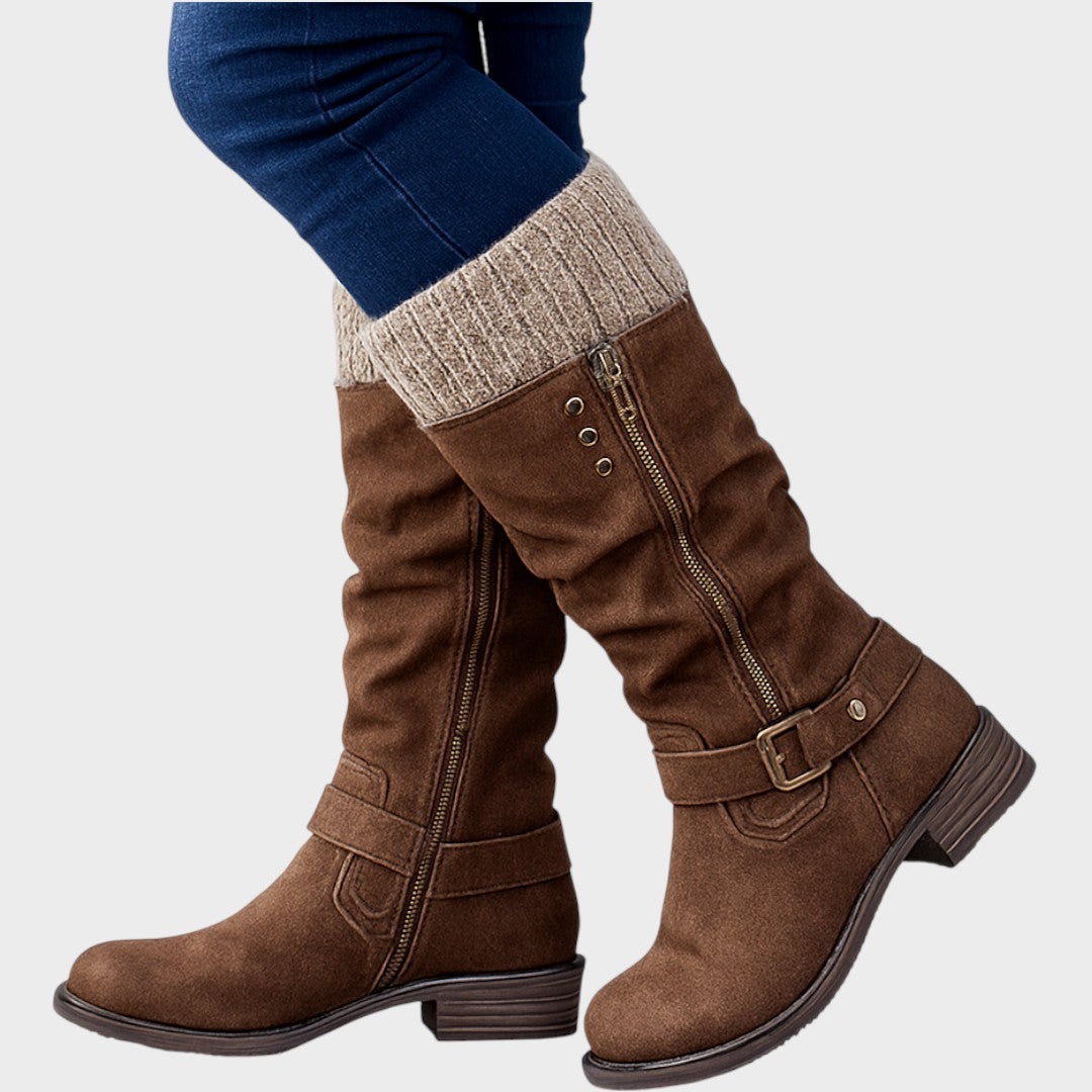 Giana – Cozy Long Winter Boots with Knit Detail