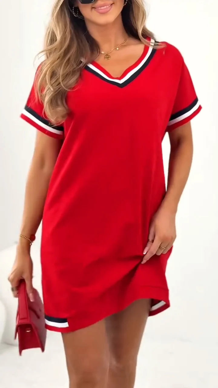 Quinn – Cotton Casual Dress with Contrasting Hem