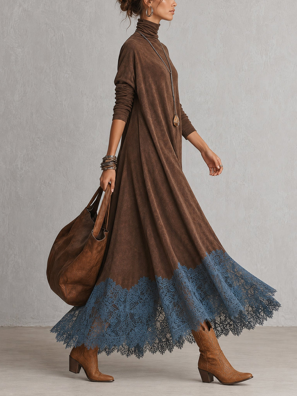 Lorie – Vintage Suede Maxi Dress